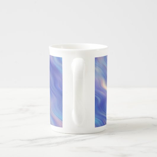 Morning Glory Blue Wavy Texture Porselein Kop (Achterkant)