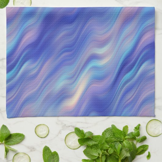 Morning Glory Blue Wavy Texture Theedoek (Gevouwen)