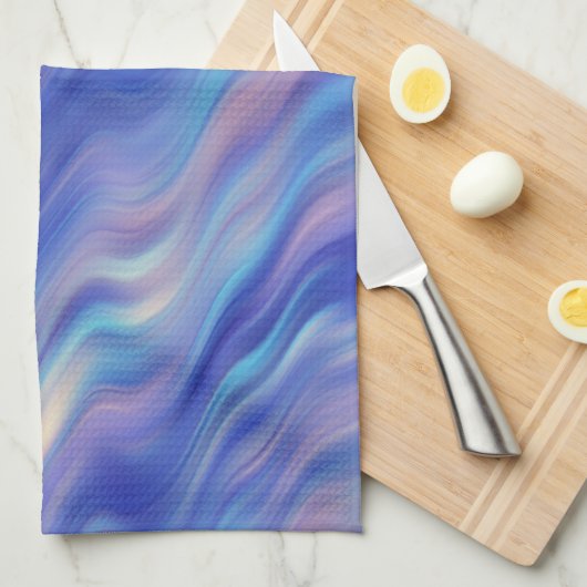 Morning Glory Blue Wavy Texture Theedoek (Quarter Fold)