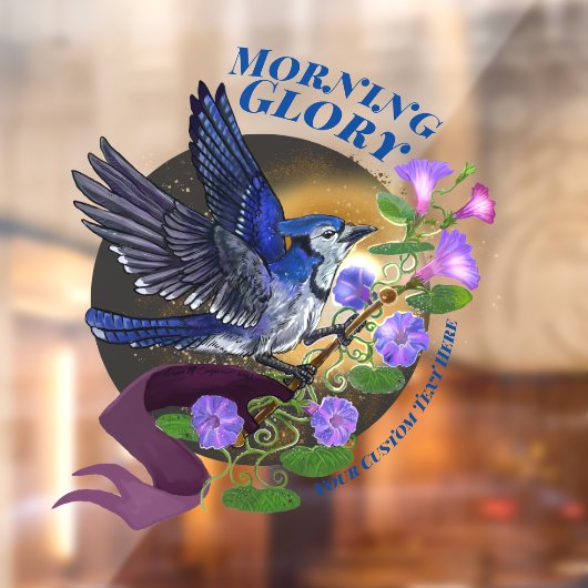Morning Glory BlueJay Custom Window Cling Raamsticker (Vel 2)