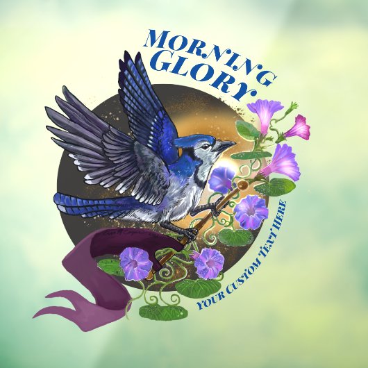 Morning Glory BlueJay Custom Window Cling Raamsticker (Vel 3)
