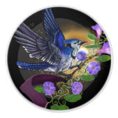 Morning Glory BlueJay Keramische Knop (Voorkant)