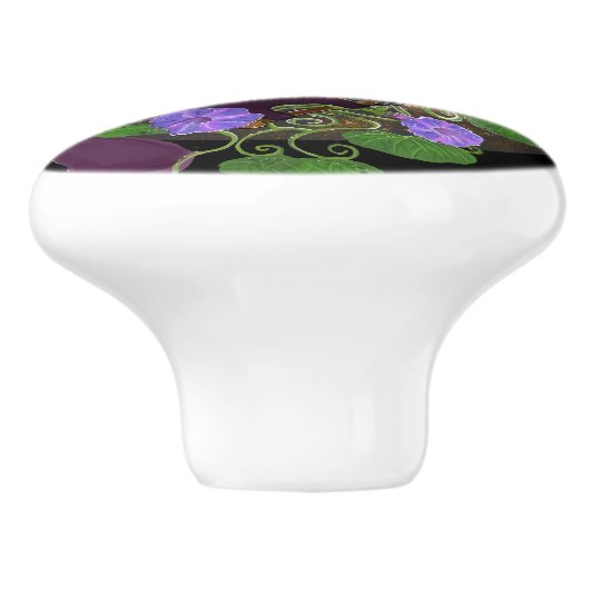 Morning Glory BlueJay Keramische Knop (Zijkant)