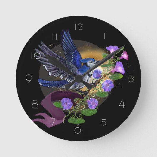 Morning Glory Bluejay Ronde Klok (Voorkant)