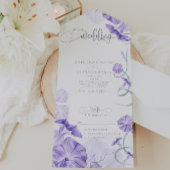 Morning Glory Calligrafie Bruiloft All In One Uitnodiging