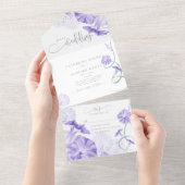 Morning Glory Calligrafie Bruiloft All In One Uitnodiging (Afscheurbaar)