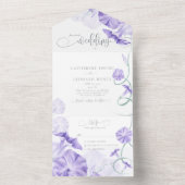 Morning Glory Calligrafie Bruiloft All In One Uitnodiging (Binnen)