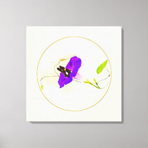 Morning Glory en Butterfly Canvas Afdruk
