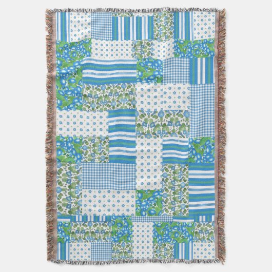 Morning Glory Faux Patchwork Throw Blanket Deken (Voorkant Verticaal)