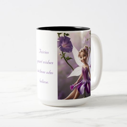 Morning Glory Flower Fairy Tweekleurige Koffiemok (Voorkant rechts)