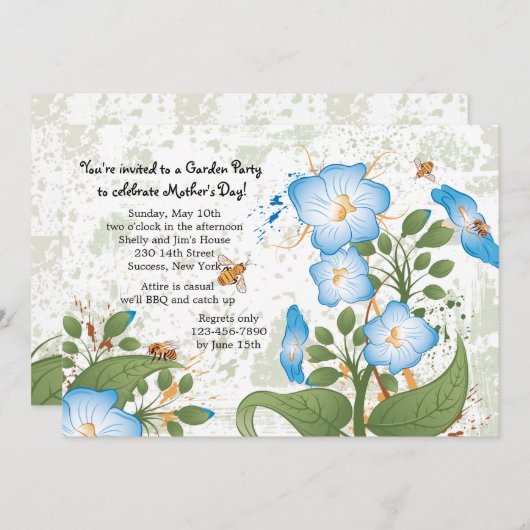 Morning Glory Flower Moederdag Invitation Kaart (Voorkant / Achterkant)