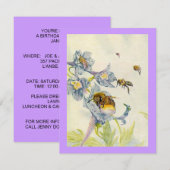 Morning Glory Flowers bijen Birthday Party INVITE Kaart (Voorkant / Achterkant)