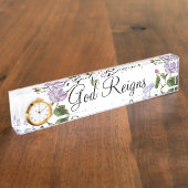 Morning Glory Flowers Floral God Reigns Bord Naambordje (Zijkant)