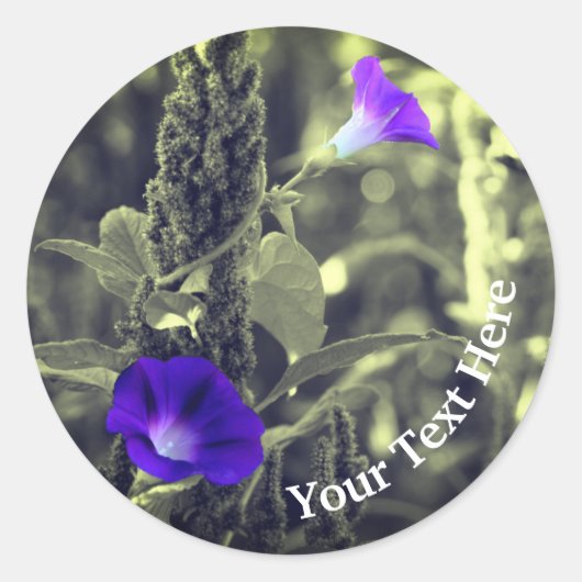 Morning Glory Flowers gepersonaliseerd Ronde Sticker (Voorkant)