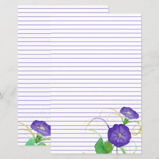 Morning Glory Flowers Paars gelinkte pokerij (Voorkant / Achterkant)