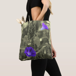 Morning Glory Flowers Partiële kleur Tote Bag
