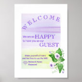 Morning Glory Flowers Welkom Guest Wifi Password Poster (Voorkant)