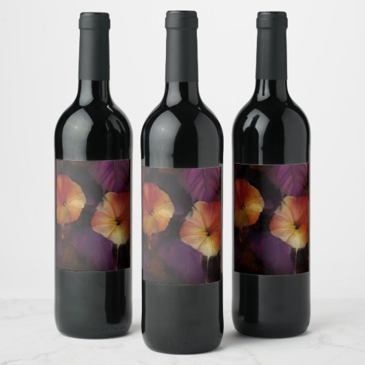 Morning Glory Flowers Wijn Etiket (Flessen)