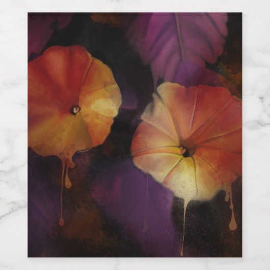 Morning Glory Flowers Wijn Etiket (Enkel label)