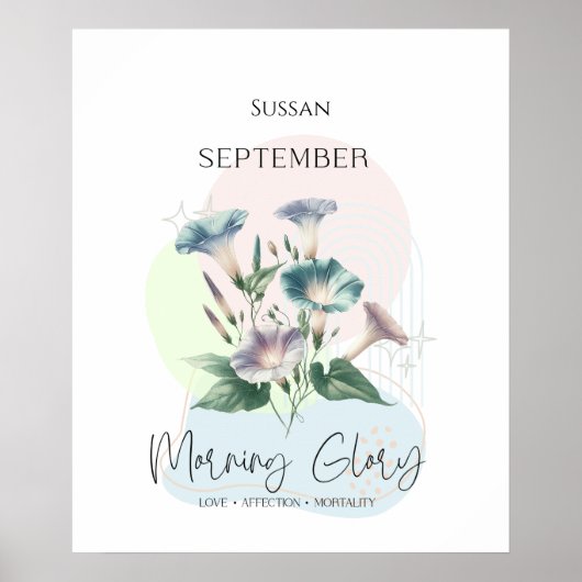 Morning Glory Geboorte Bloem voor September Poster (Voorkant)
