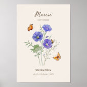 Morning Glory Geboortemaand Bloem Poster (Voorkant)