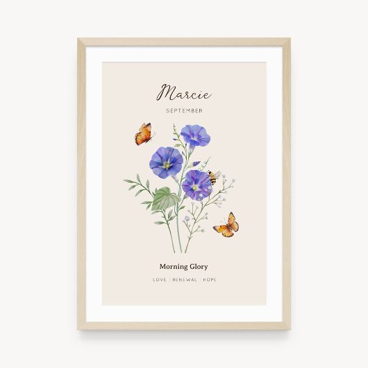 Morning Glory Geboortemaand Bloem Poster
