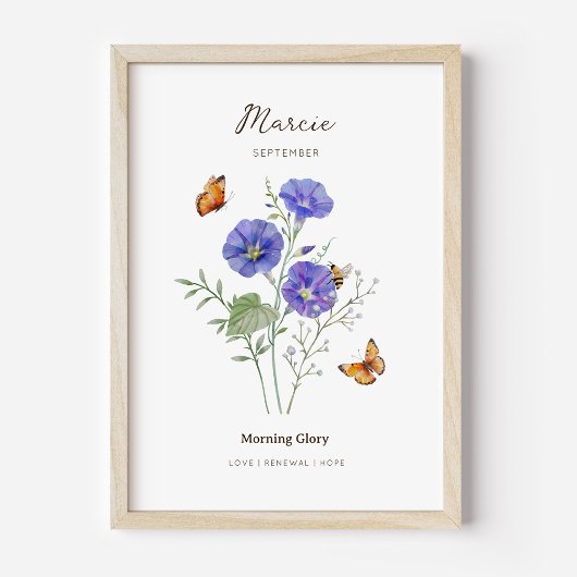 Morning Glory Geboortemaand Bloem Poster