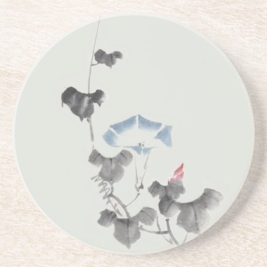 Morning Glory Hokusai Japanse Fine Art Zandsteen Onderzetter (Voorkant)
