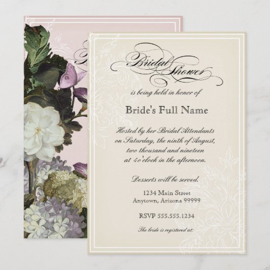 Morning Glory Hydrangea Bridal Shower Kaart (Voorkant / Achterkant)