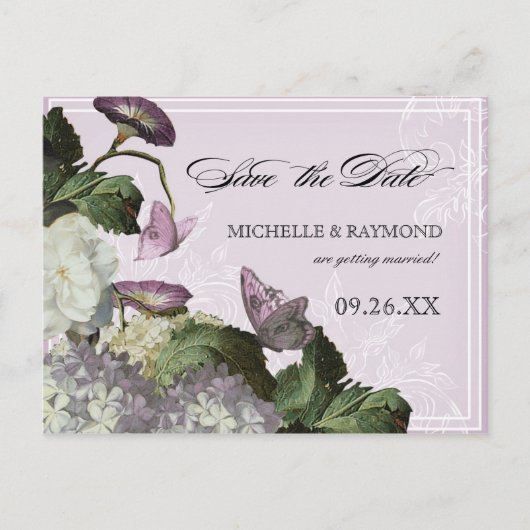 Morning Glory Hydrangea - Save the Date Briefkaart (Voorkant)
