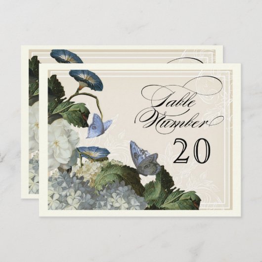 Morning Glory Hydrangea - Tafelzitnummers Briefkaart (Voorkant / Achterkant)