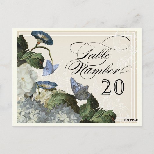 Morning Glory Hydrangea - Tafelzitnummers Briefkaart (Achterkant)
