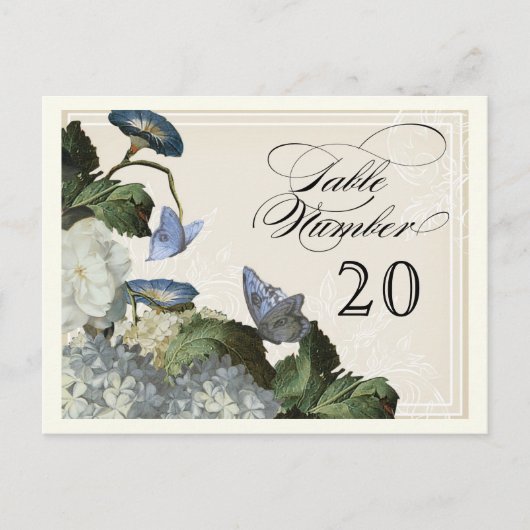 Morning Glory Hydrangea - Tafelzitnummers Briefkaart (Voorkant)