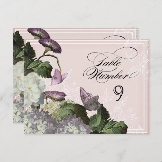 Morning Glory Hydrangea - Tafelzitnummers Briefkaart (Voorkant / Achterkant)