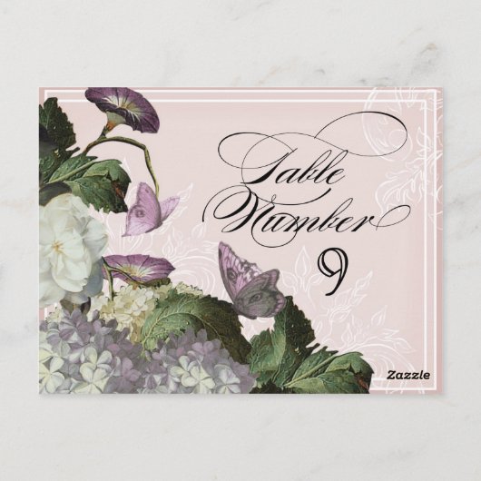 Morning Glory Hydrangea - Tafelzitnummers Briefkaart (Achterkant)