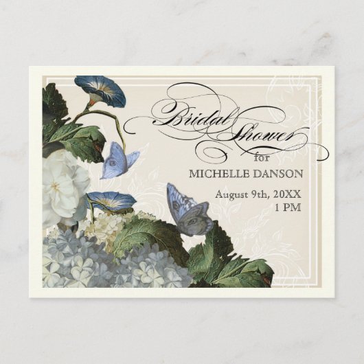 Morning Glory Hydrangea - Vrijgezellenfeest Briefk Uitnodiging Briefkaart (Voorkant)