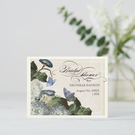 Morning Glory Hydrangea - Vrijgezellenfeest Briefk Uitnodiging Briefkaart (Staand voorkant)