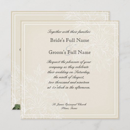 Morning Glory Hydrangea Wedding Invitation - Blue Kaart (Voorkant / Achterkant)