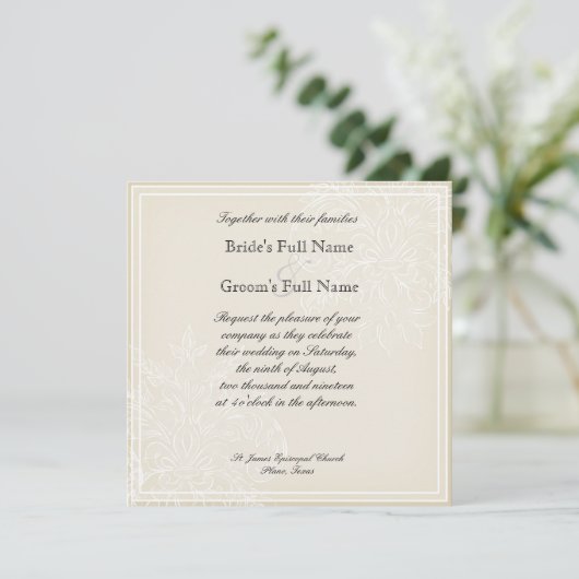 Morning Glory Hydrangea Wedding Invitation - Blue Kaart (Staand voorkant)