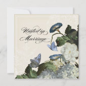 Morning Glory Hydrangea Wedding Invitation - Blue Kaart (Achterkant)