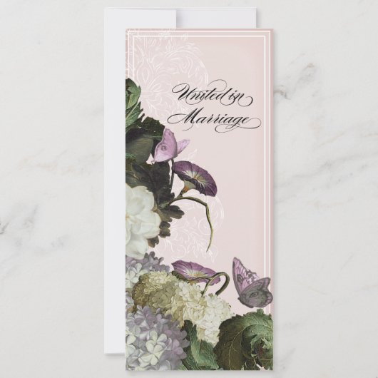 Morning Glory Hydrangea Wedding Invitation - Roze Kaart (Achterkant)