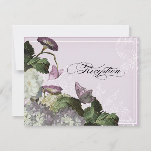 Morning Glory Hydrangea Wedding Reception nodigt u Kaart (Achterkant)