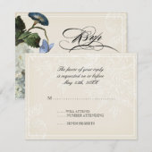 Morning Glory Hydrangea Wedding RSVP Response Kaar Kaartje (Voorkant / Achterkant)