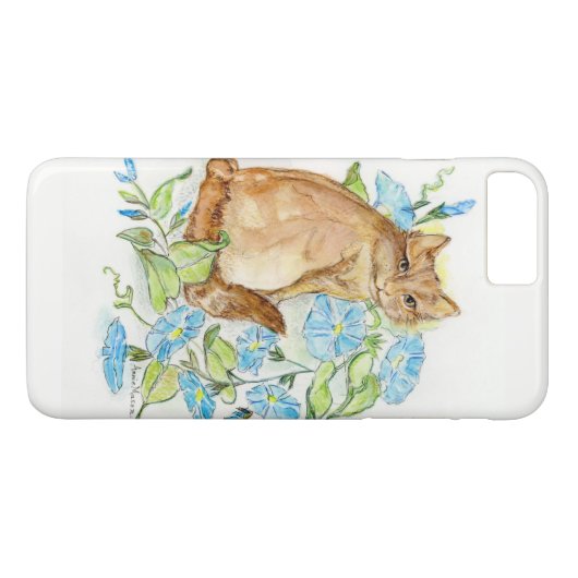Morning Glory Kat op een iPhone Case (Achterkant (Horizontaal))