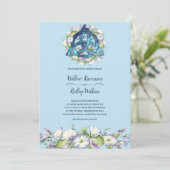 Morning Glory Keltisch Blauw Triquetra Handfasting Kaart (Staand voorkant)
