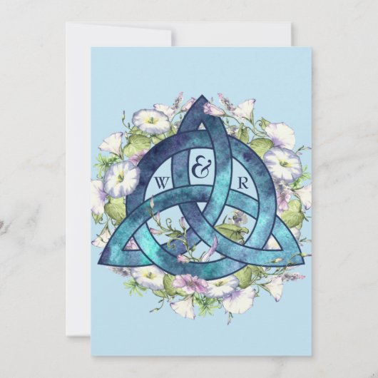 Morning Glory Keltisch Blauw Triquetra Handfasting Kaart (Achterkant)