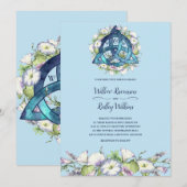 Morning Glory Keltisch Blauw Triquetra Handfasting Kaart (Voorkant / Achterkant)