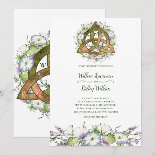 Morning Glory Keltisch Sinaasappel Triquetra Handf Kaart (Voorkant / Achterkant)