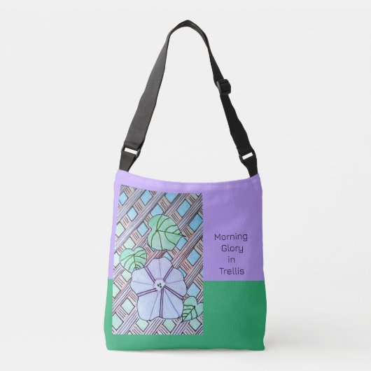 Morning Glory op Trellis Paarse & groene achtergro Crossbody Tas (Voorkant)
