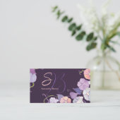 Morning Glory Paarse monogram Visitekaartje (Staand voorkant)